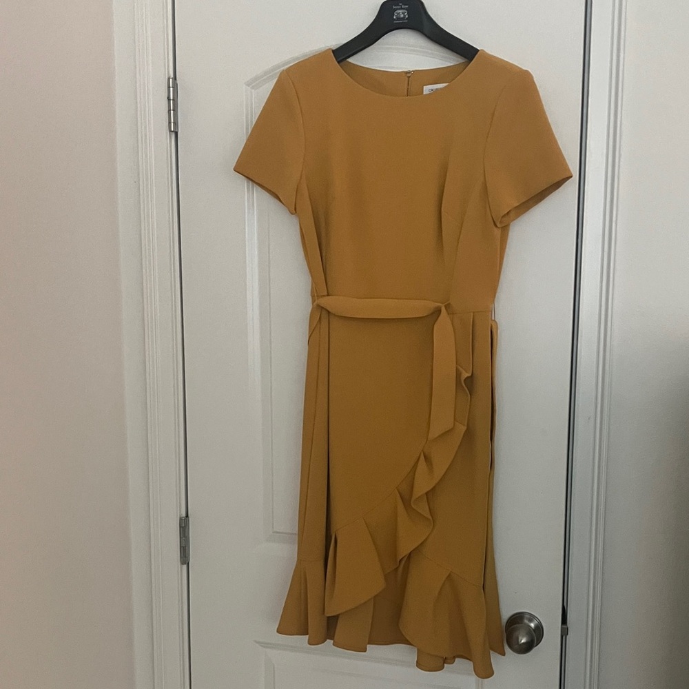 Calvin Klein Mustard Asymmetrical Dress brand new!